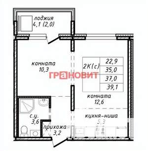 2-к квартира, сданный дом, 37м2, 14/17 этаж