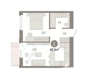 1-к квартира, вторичка, 41м2, 6/9 этаж