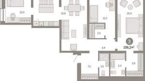 3-к квартира, вторичка, 106м2, 2/17 этаж