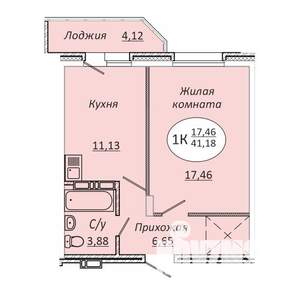 1-к квартира, вторичка, 41м2, 22/25 этаж