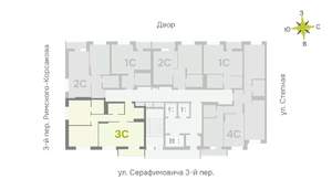 3-к квартира, строящийся дом, 69м2, 14/25 этаж