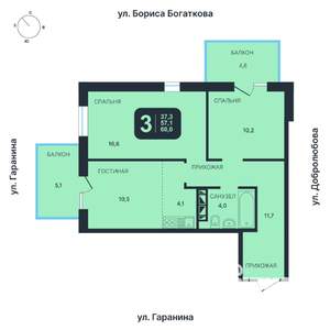3-к квартира, вторичка, 60м2, 10/17 этаж
