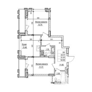 1-к квартира, строящийся дом, 52м2, 15/29 этаж