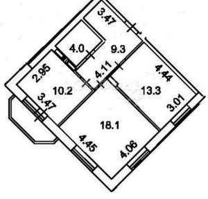 2-к квартира, вторичка, 55м2, 9/23 этаж