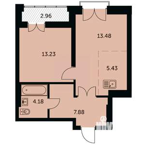 2-к квартира, вторичка, 46м2, 22/24 этаж