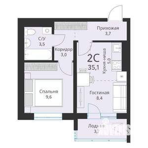 2-к квартира, вторичка, 35м2, 7/16 этаж