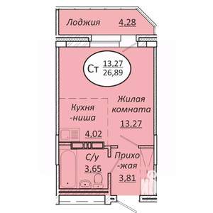 Студия квартира, вторичка, 27м2, 10/25 этаж