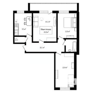 3-к квартира, вторичка, 65м2, 5/9 этаж