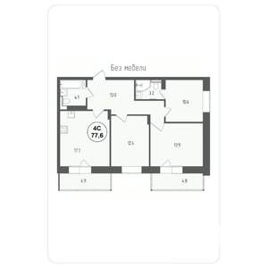 4-к квартира, вторичка, 78м2, 5/15 этаж