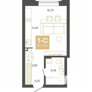 1-к квартира, строящийся дом, 32м2, 5/24 этаж