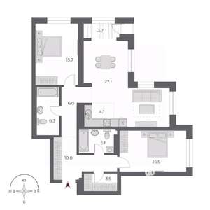 3-к квартира, вторичка, 98м2, 17/20 этаж