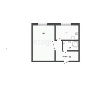 1-к квартира, вторичка, 33м2, 1/4 этаж