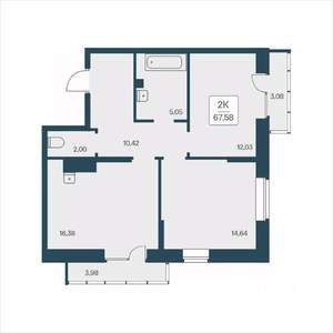 3-к квартира, вторичка, 68м2, 18/25 этаж