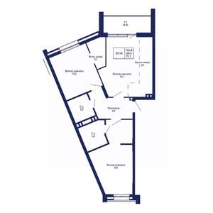 3-к квартира, вторичка, 71м2, 4/14 этаж