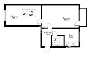 2-к квартира, вторичка, 44м2, 3/5 этаж
