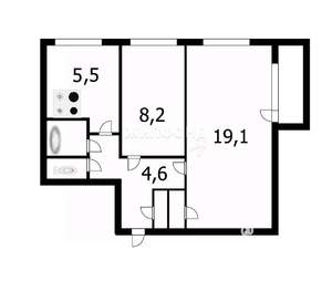 2-к квартира, вторичка, 43м2, 9/9 этаж