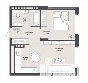 1-к квартира, вторичка, 41м2, 3/8 этаж
