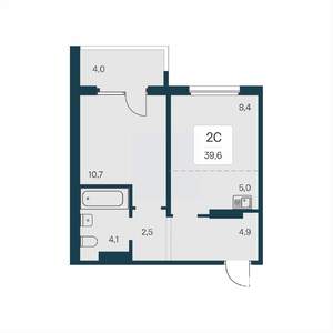 1-к квартира, вторичка, 40м2, 6/17 этаж