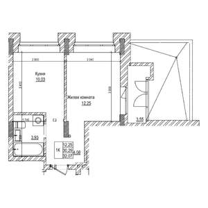 1-к квартира, строящийся дом, 30м2, 2/21 этаж