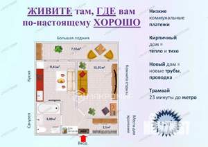 1-к квартира, сданный дом, 42м2, 10/14 этаж