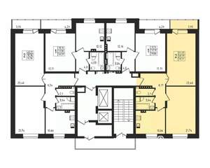 2-к квартира, строящийся дом, 70м2, 17/27 этаж