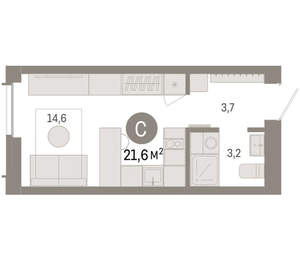 Студия квартира, вторичка, 22м2, 2/23 этаж