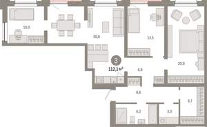 3-к квартира, вторичка, 112м2, 5/17 этаж