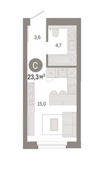 Студия квартира, вторичка, 23м2, 6/24 этаж