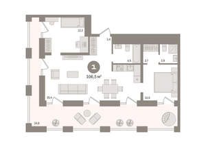 2-к квартира, вторичка, 107м2, 29/30 этаж