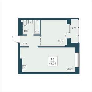 1-к квартира, вторичка, 43м2, 24/25 этаж