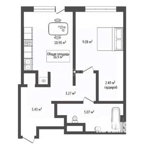 1-к квартира, вторичка, 37м2, 11/17 этаж