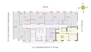 3-к квартира, строящийся дом, 70м2, 13/25 этаж
