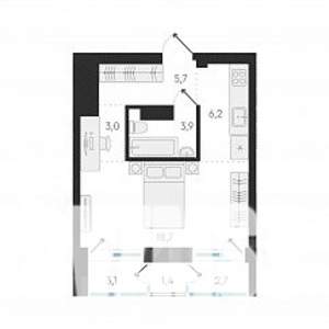 1-к квартира, вторичка, 38м2, 13/18 этаж