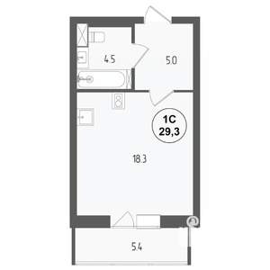 Студия квартира, вторичка, 29м2, 11/18 этаж