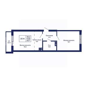 2-к квартира, вторичка, 46м2, 2/14 этаж