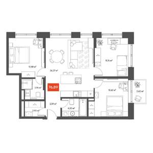 3-к квартира, вторичка, 78м2, 2/10 этаж