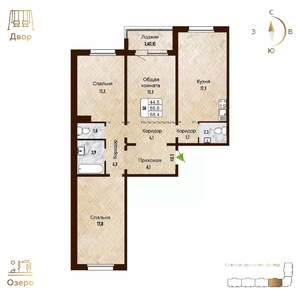 3-к квартира, вторичка, 88м2, 16/17 этаж