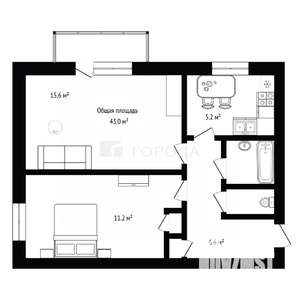 2-к квартира, вторичка, 43м2, 3/9 этаж