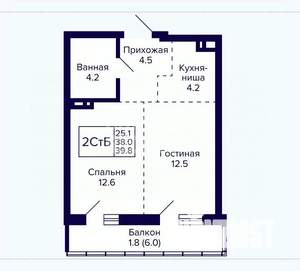 1-к квартира, вторичка, 40м2, 10/30 этаж