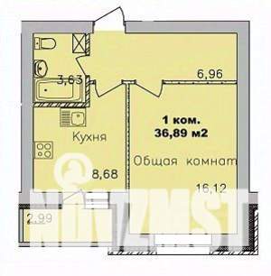 1-к квартира, строящийся дом, 37м2, 5/9 этаж