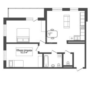 3-к квартира, вторичка, 61м2, 25/25 этаж