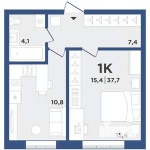 1-к квартира, вторичка, 38м2, 1/9 этаж