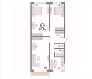 3-к квартира, вторичка, 61м2, 4/5 этаж