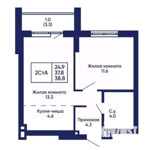 2-к квартира, вторичка, 39м2, 11/14 этаж