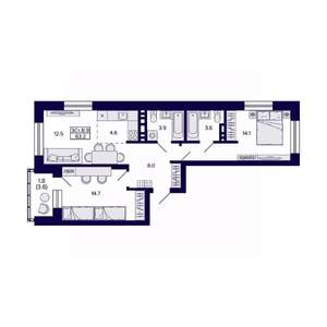 3-к квартира, вторичка, 63м2, 11/11 этаж