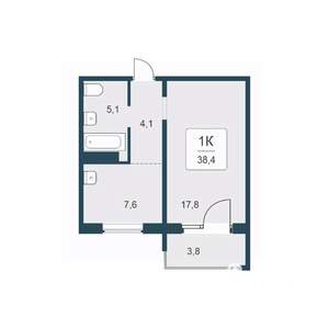 1-к квартира, строящийся дом, 38м2, 11/17 этаж