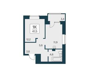 1-к квартира, вторичка, 42м2, 5/21 этаж