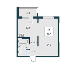 1-к квартира, вторичка, 41м2, 13/17 этаж
