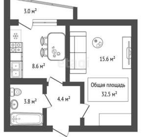 1-к квартира, вторичка, 33м2, 16/17 этаж