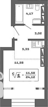 Студия квартира, вторичка, 24м2, 25/25 этаж